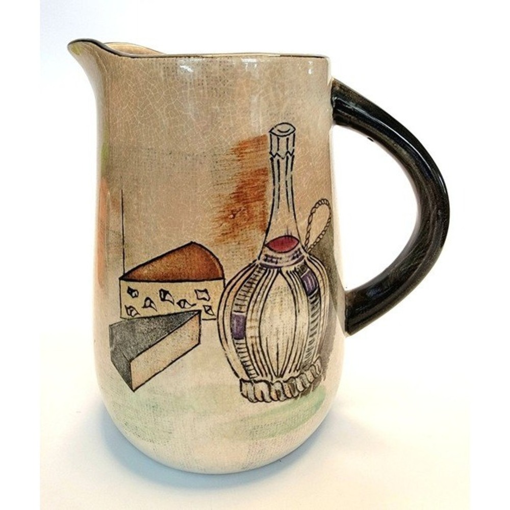 Royal Sealy Capri Pitcher Vintage Tan Wine Cheese MCM Ceramic‎ Japan Jug